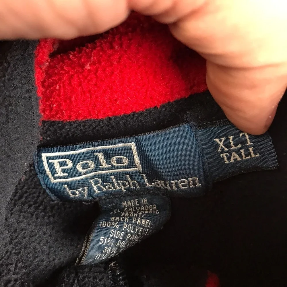 Polo Ralph Lauren Sweater Mens XLT Navy Fleece 1/4 Zip Pullover Vintage 90s Y2K